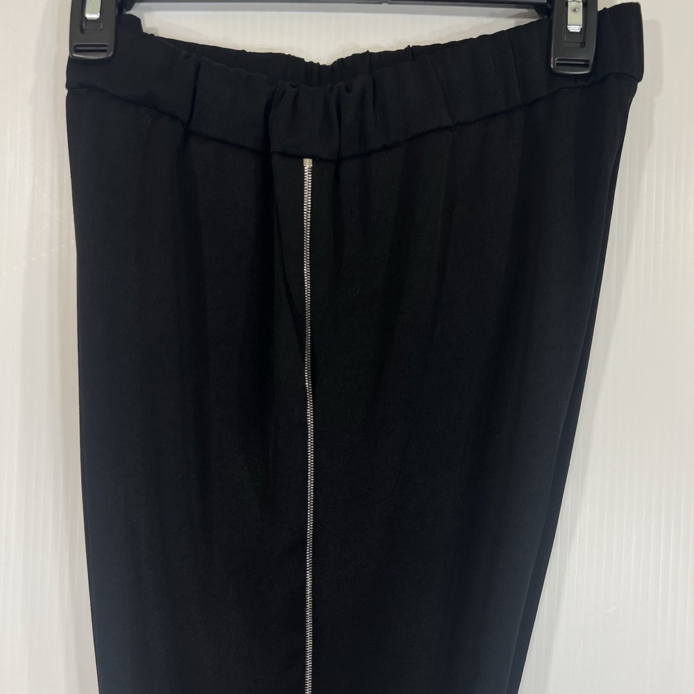 Sandro Paris‎ Women's Pants Size 1 (US 4) Black Silver Zipper Side Seam Pockets
